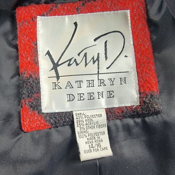 Vintag Kathryn Deene Womens 14/16 Red Wool Toggle Button Jacket Cowboys Horses - Picture 4 of 10